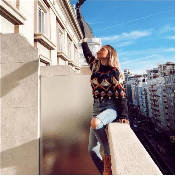 NWT Zara Multicolored Embroidered Knit Sweater - Picture 5 of 12